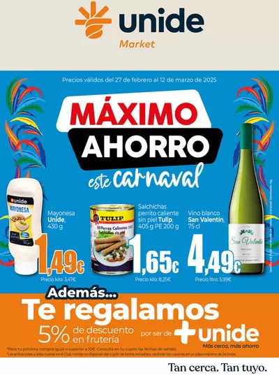 Ofertas de Hiper-Supermercados en La Orotava | Máximo Ahorro UNIDE Market Canarias de Unide Market | 27/2/2025 - 12/3/2025