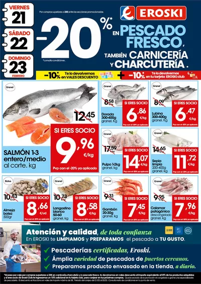 Catálogo Eroski en Ciutadella | 20% en pescado fresco, también carnicería y charcutería | 20/2/2025 - 23/2/2025