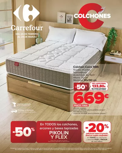 Ofertas de Hogar y Muebles en Zaragoza | COLCHONES de Carrefour | 25/2/2025 - 24/3/2025