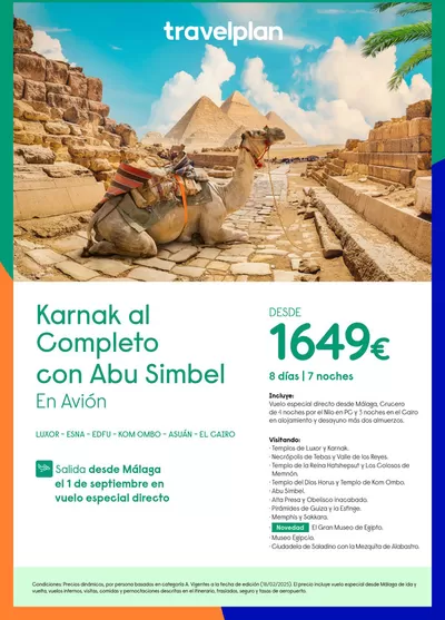 Ofertas de Viajes en Bilbao | Travelplan Egipto de Travelplan | 24/2/2025 - 19/3/2025