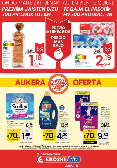 Ofertas de Hiper-Supermercados en Urduña-Orduña | Prezio merkeagoa EROSKI CITY de Eroski | 27/2/2025 - 11/3/2025