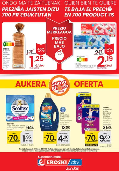 Catálogo Eroski en Erandio | Prezio merkeagoa SUPERMERKATUAK EROSKI  | 27/2/2025 - 11/3/2025