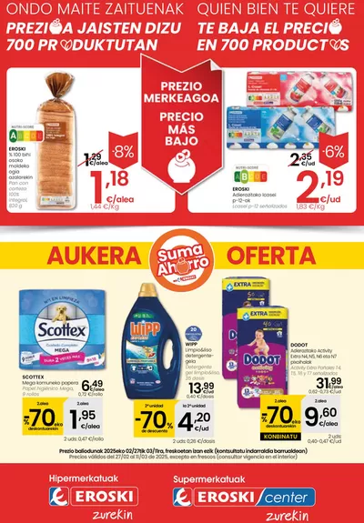 Ofertas de Hiper-Supermercados en Urduña-Orduña | Prezio merkeagoa HIPERMERKATUAK EROSKI de Eroski | 27/2/2025 - 11/3/2025