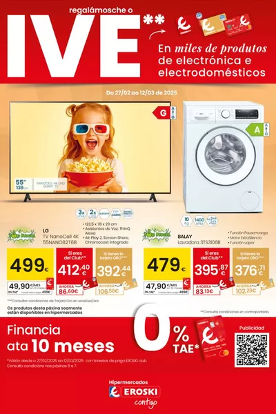 Catálogo Eroski en Ferrol | Regalámosche o IVE en miles de produtos de electrónica y electrodomésticos | 27/2/2025 - 11/3/2025