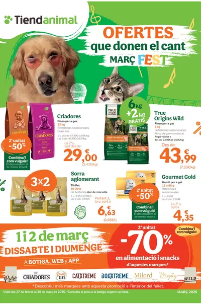 Ofertas de Hiper-Supermercados en Molins de Rei | Ofertes que donen el cant. Març fest  de Tiendanimal | 27/2/2025 - 26/3/2025