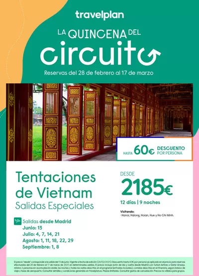 Ofertas de Viajes en Camargo | Travelplan Vietnam de Travelplan | 28/2/2025 - 17/3/2025