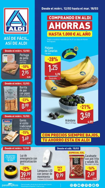 Ofertas de Hiper-Supermercados en Icod de los Vinos | Así de fácil, así de Aldi de ALDI | 12/3/2025 - 18/3/2025