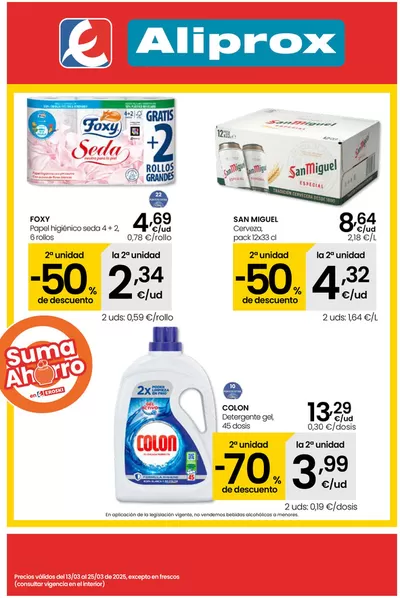 Ofertas de Hiper-Supermercados en Mondéjar | 2a unidad -70% de descuento Aliprox de Eroski | 13/3/2025 - 25/3/2025