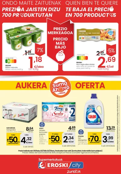 Ofertas de Hiper-Supermercados en Algorta | Prezio merkeagoa EROSKI CITY de Eroski | 13/3/2025 - 26/3/2025