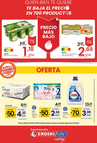 Ofertas de Hiper-Supermercados en Algorta | Precio más bajo EROSKI CITY de Eroski | 13/3/2025 - 26/3/2025