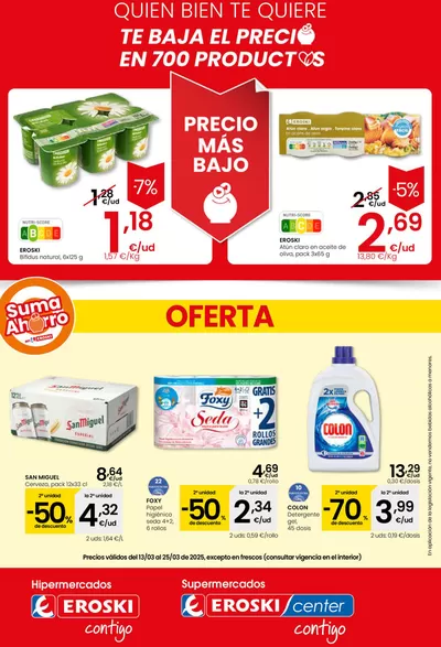 Catálogo Eroski en Santoña | Precio más bajo HIPERMERCADOS EROSKI | 13/3/2025 - 26/3/2025