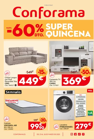 Catálogo Conforama en Alcalá de Henares | -60% Super dto. Quincena | 13/3/2025 - 26/3/2025