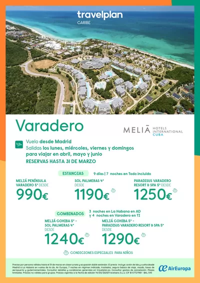 Ofertas de Viajes en Villanueva de la Serena | Travelplan Varadero de Travelplan | 16/3/2025 - 31/3/2025