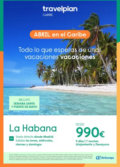 Ofertas de Viajes en Tafalla | Travelplan Habana de Travelplan | 1/4/2025 - 30/4/2025
