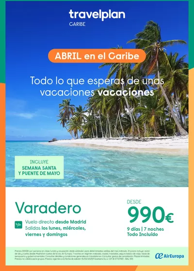 Ofertas de Viajes en Tafalla | Travelplan Varadero de Travelplan | 1/4/2025 - 30/4/2025