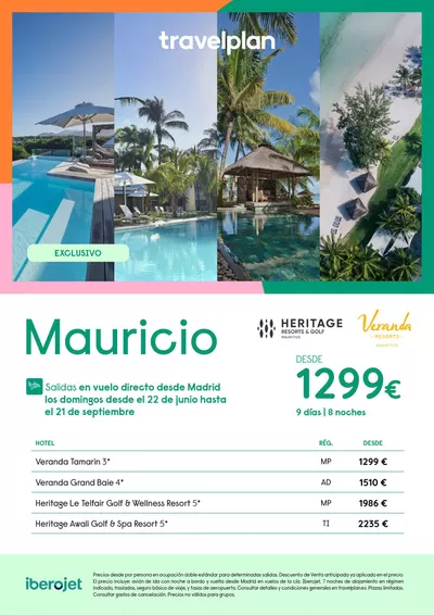 Ofertas de Viajes en Tafalla | Travelplan Mauricio de Travelplan | 22/6/2025 - 21/9/2025