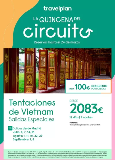 Ofertas de Viajes en Vendrell | Travelplan Vietnam de Travelplan | 19/3/2025 - 24/3/2025