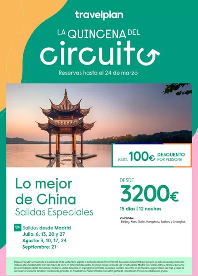 Ofertas de Viajes en Vendrell | Travelplan China de Travelplan | 19/3/2025 - 24/3/2025