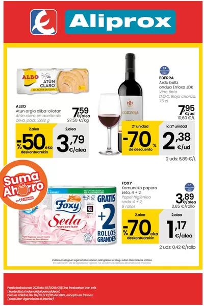 Catálogo Eroski en Basaburua | AUKERA OFERTA Aliprox | 2/5/2025 - 13/5/2025