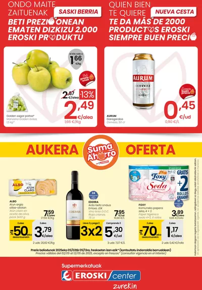 Ofertas de Hiper-Supermercados en Iurreta | AUKERA OFERTA EROSKI CENTER de Eroski | 2/5/2025 - 13/5/2025