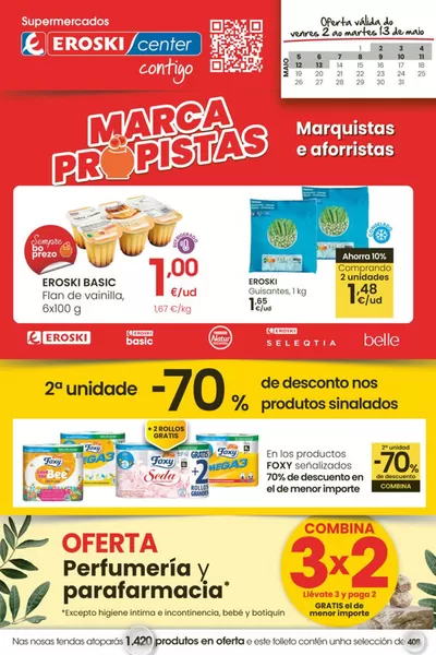 Catálogo Eroski en Porqueira | 2° unidade 70% de descuento | 2/5/2025 - 13/5/2025