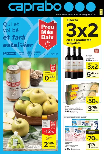 Catálogo Caprabo en Sant Pere de Ribes | Oferta 3x2 | 1/5/2025 - 14/5/2025