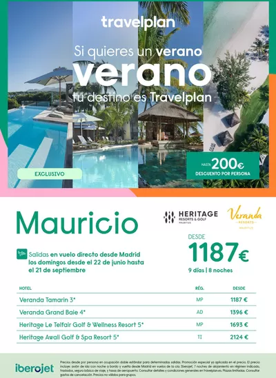 Ofertas de Viajes en L'Hospitalet de Llobregat | Travelplan Mauricio de Travelplan | 22/6/2025 - 21/9/2025