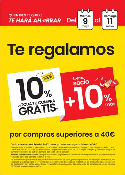 Catálogo Eroski | 10% de TODA TU COMPRA GRATIS + 10% MÁS si eres SOCIO | 8/5/2025 - 11/5/2025