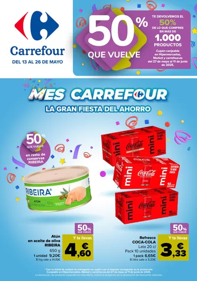 Catálogo Carrefour en Cocentaina | 50% QUE VUELVE + 2ªUD. AL -50% | 13/5/2025 - 26/5/2025