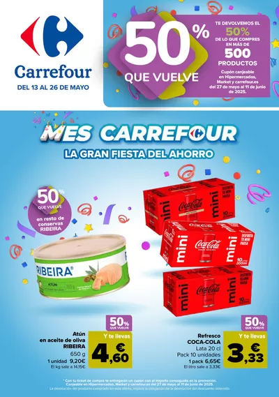 Catálogo Carrefour en Huesca | 50% QUE VUELVE + 2ªUD. AL -50% | 13/5/2025 - 26/5/2025