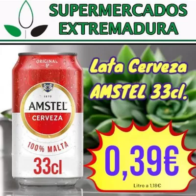 Ofertas de Hiper-Supermercados en Cañamero | Lata Cerveza AMSTEL 33cl de Supermercados Extremadura | 12/5/2025 - 19/5/2025