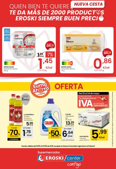 Ofertas de Hiper-Supermercados en Vargas | SUMA AHORRO EROSKI CENTER de Eroski | 15/5/2025 - 28/5/2025