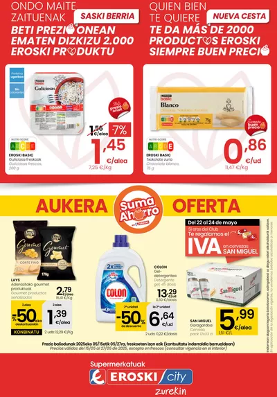 Catálogo Eroski en Vitoria | AUKERA OFERTA SUPERMERKATUAK EROSKI  | 15/5/2025 - 27/5/2025