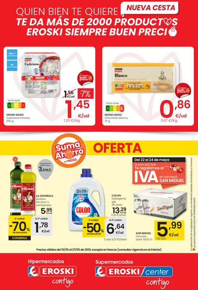 Ofertas de Hiper-Supermercados en Aldeanueva de Ebro | SUMA AHORRO HIPERMERCADOS EROSKI de Eroski | 15/5/2025 - 27/5/2025