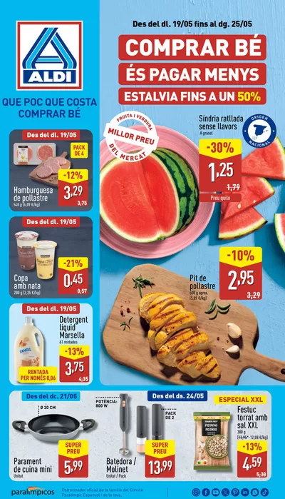 Ofertas de Hiper-Supermercados en Sant Llorenç d'Hortons | Qué poco cuesta comprar bien de ALDI | 19/5/2025 - 25/5/2025
