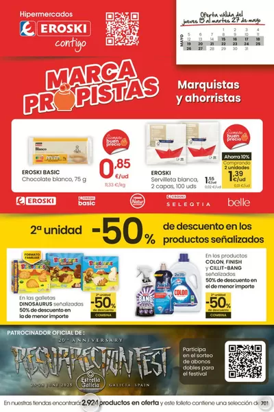 Ofertas de Hiper-Supermercados en Becerreá | 2° unidad 50% de descuento de Eroski | 15/5/2025 - 27/5/2025