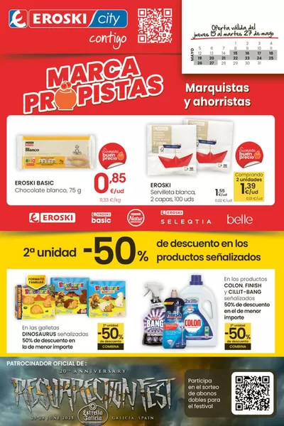Ofertas de Hiper-Supermercados en Benavides | 2° unidad 50% de descuento de Eroski | 15/5/2025 - 27/5/2025