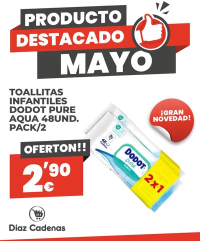 Ofertas de Hiper-Supermercados en Aguadulce (Sevilla) | Toallitas infantiles Dodot Pure pack 2 por solo 2,90€ de Díaz Cadenas | 14/5/2025 - 31/5/2025