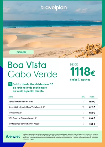 Ofertas de Viajes en San Sebastián de los Reyes | Travelplan Isla de Boa Vista de Travelplan | 20/6/2025 - 19/9/2025
