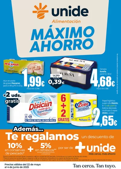 Ofertas de Hiper-Supermercados en San Miguel de Abona | Máximo Ahorro UNIDE Alimentación Canarias de UNIDE Alimentación | 22/5/2025 - 4/6/2025