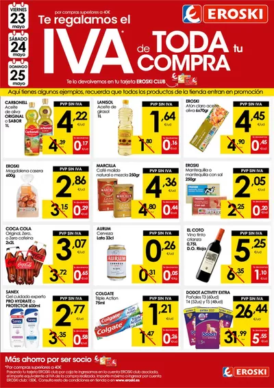 Catálogo Eroski en Ibiza | Te REGALAMOS el IVA de TODA tu compra | 23/5/2025 - 25/5/2025