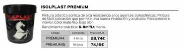 Oferta de Pintura plástica Premium por 74,16€ en Isolana
