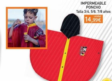 Oferta de Impermeable Poncho Mickey Talla 5 a 6 años por 14,99€ en Toy Planet