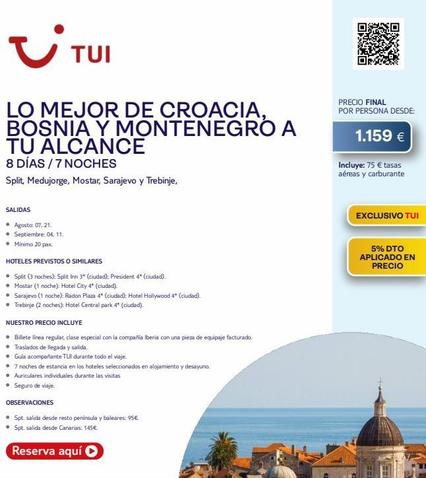 Oferta de Split  por 1159€ en Tui Travel PLC