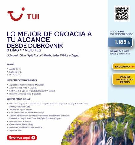 Oferta de Split Costa por 1185€ en Tui Travel PLC