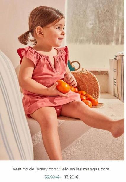 Oferta de Vestido de jersey con vuelo en las mangas coral  32,99€ 13,20 €   por 32,99€ en Gocco