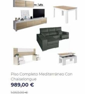 Oferta de E  Piso Completo Mediterráneo Con  Chaiselongue 989,00 €  1.053,00 €  por 989€ en Muebles Sayez