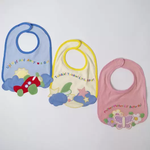 Oferta de Babero rizo bordado con aplique set 3 por 3,6€ en 10xDIEZ
