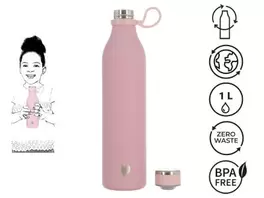 Oferta de Botella acero inoxidable rosa palo mate 1L por 15€ en Ale-Hop