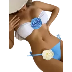Oferta de Bikini Bandeau Floral 3D para mujer por 11,69€ en Aliexpress